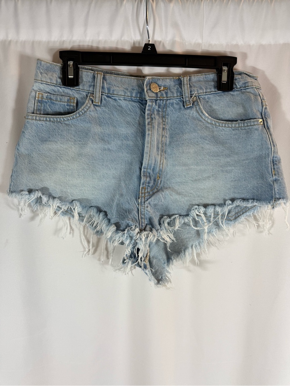 BDG Light Wash Frayed Hem Denim Shorts - Women Size:30